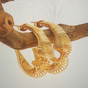 Elegant Gold Coil Hoop Earrings